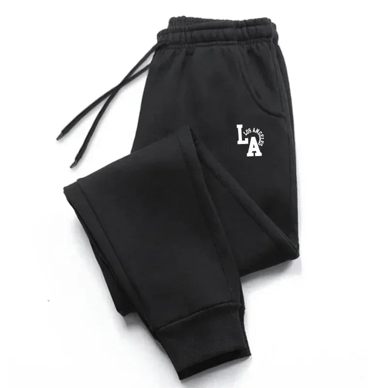 Mens Casual Pants LA Print Sweatpants Men Running Jogger Sports Gym Trousers Fashion Solid Color Workout Long Pants