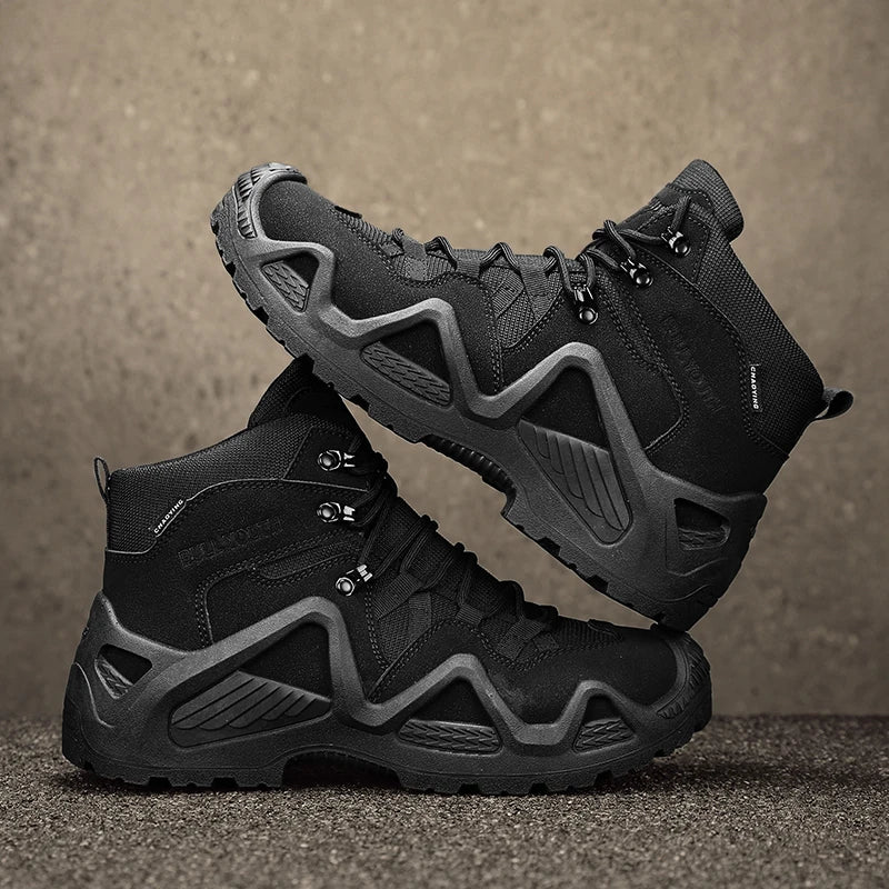 Men's winter high top shoes mid top waterproof and anti slip hiking shoes ultra light work boots tactical boots desert boots