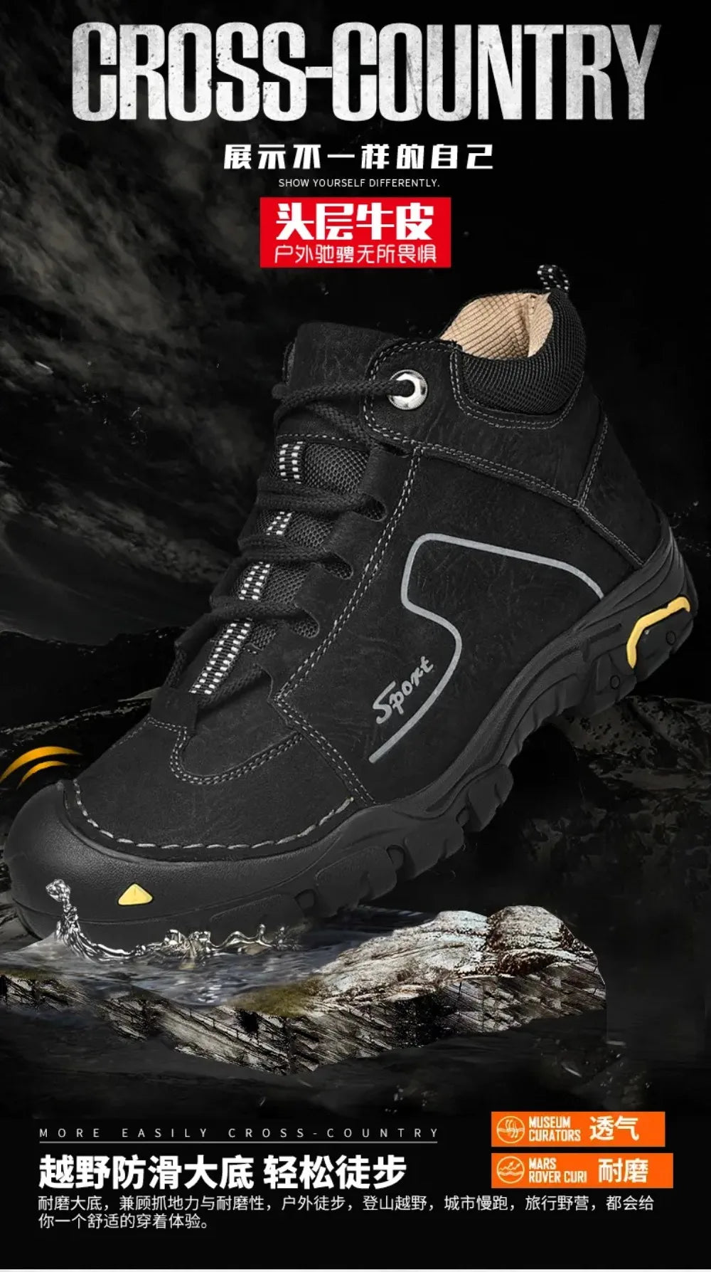 2026Men's Mid-Cut Outdoor Hiking Shoes Comfortable Wear-Resistant Rubber Outsole round Toe Work Boots Youth Spring Autumn Winter