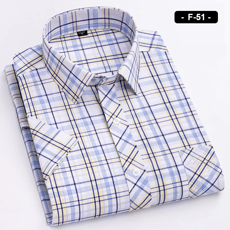 Plaid Short Sleeve Shirts For Man Cotton Checked Colorful New Fashion Summer Young Boy Beach Clothing Confortable Casual Shirts