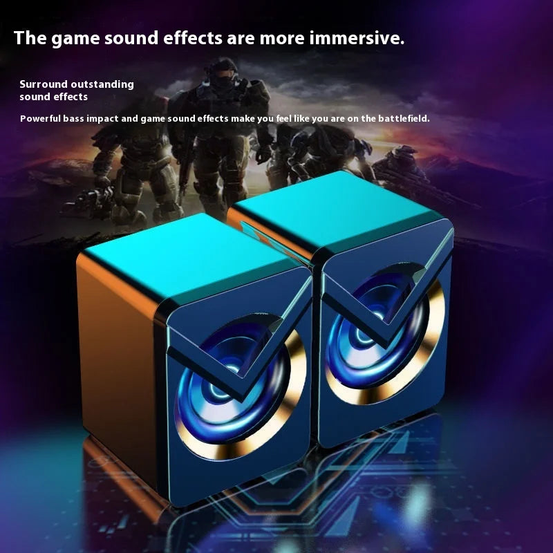 Computer Speaker Stereo Sound Small Audio Stereo Subwoofer Wired Speaker with RGB Light Home Office Speaker Desktop Loudspeaks