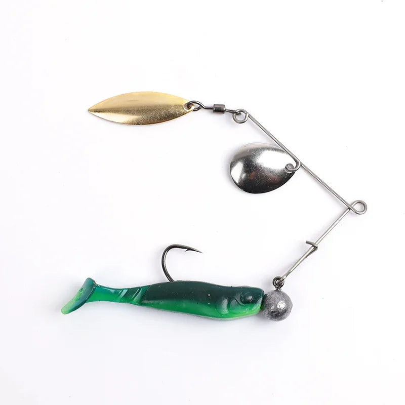 OUTKIT 5pcs 2.5g Spinner Fishing Lure Bait Spoon Swisher Buzzbait Bass Wire Bait Popper Vib Spinnerbait Lures Tackle Barb Pesca