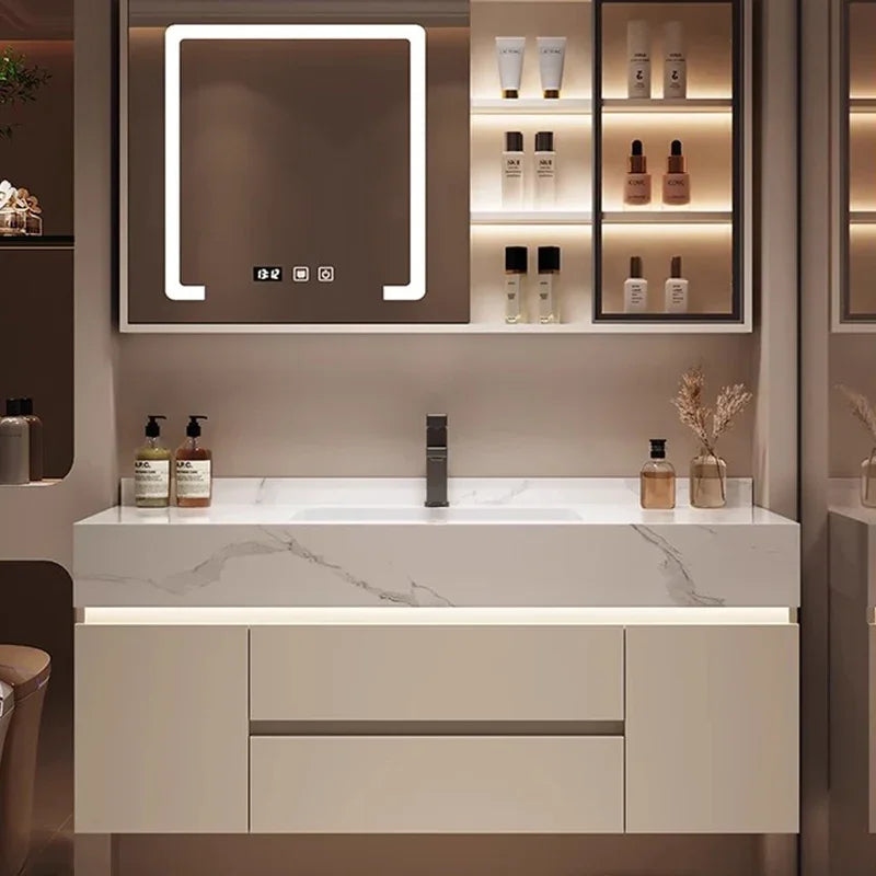 Partitions Storage Bathroom Cabinet Organizer Mirror Wall Shelves Accessories Toilet Cupboard Luxury Gabinete Home Furniture