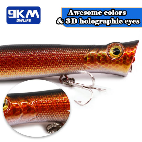 8cm 12g Topwater Popper Fishing Lure Saltwater Surface Casting Bait Freshwater Bass Trout Catfish Striper Tuna Large Predator