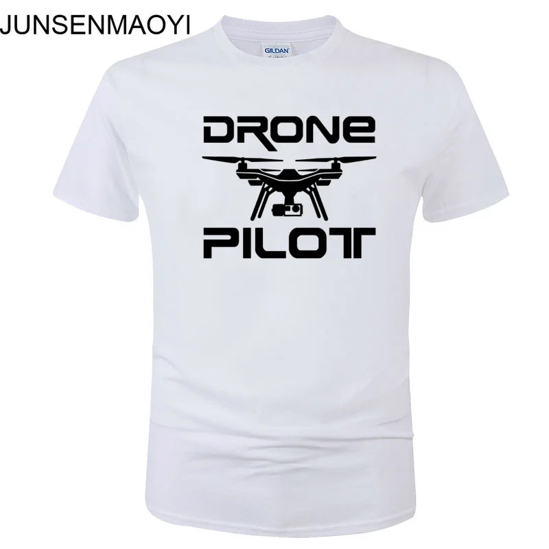 2025 New DRONE PILOTUAV Funny Printed T Shirt Summer Casual Cotton Short Sleeve O-Neck Men Clothing Brand Tee Plus Size XS-XXXL