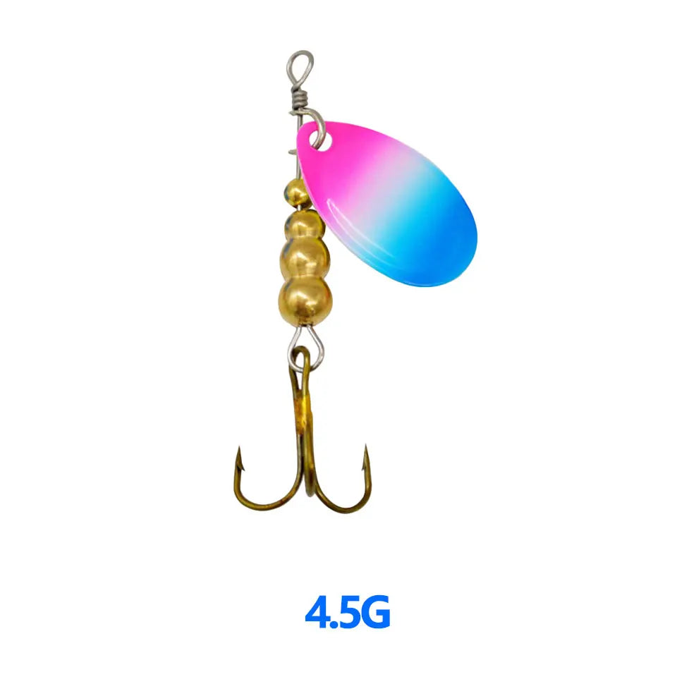 1Pcs 3G 3.5G 4.5G Spinner Lures Rotating Spinners Spoon Hard Bait Pike Metal With Treble Hooks Fishing Lure Pesca Tackle