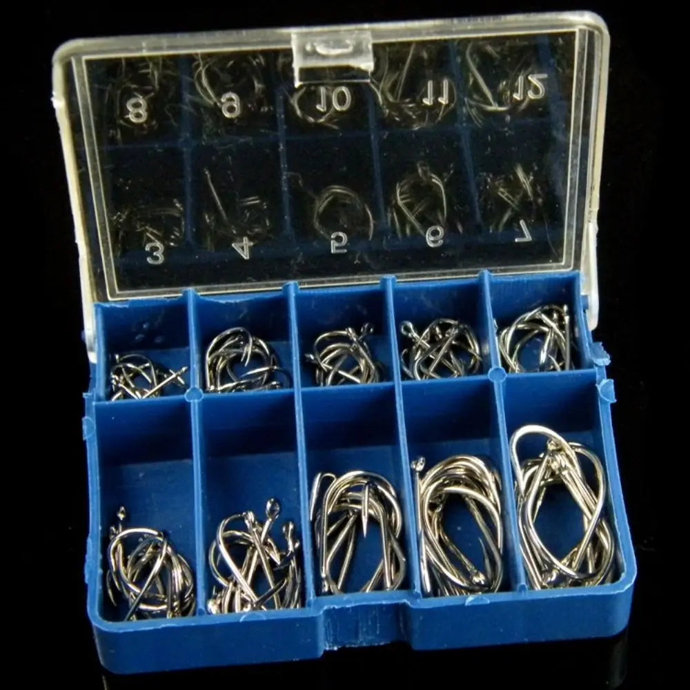100PCS #3-#12 Fishhook Barbed Hooks Silver Black Gold High Carbon Steel Freshwater Fishing Hooks Sharp Jigging Carp Fishhooks