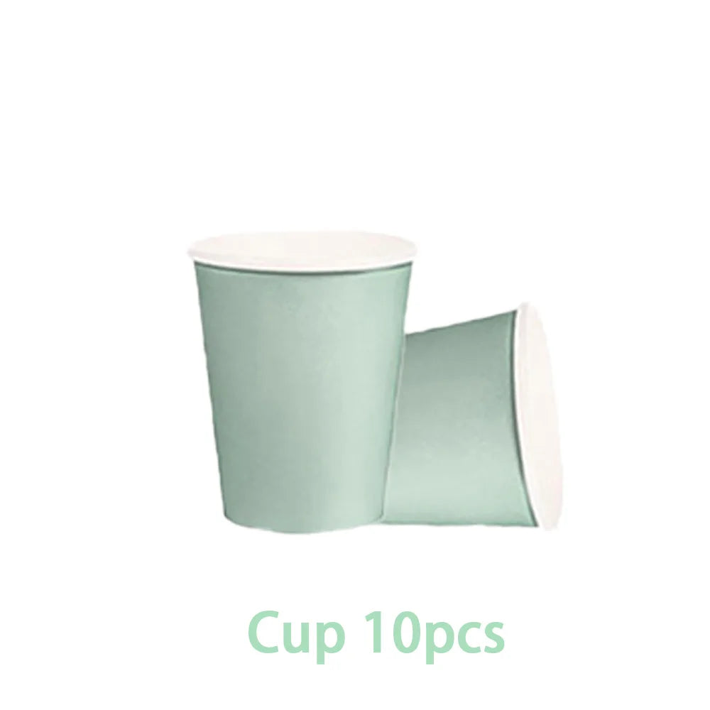 Solid color party supplies tableware paper plates cups napkins tablecloths suitable for birthday party guests banquet baby showe