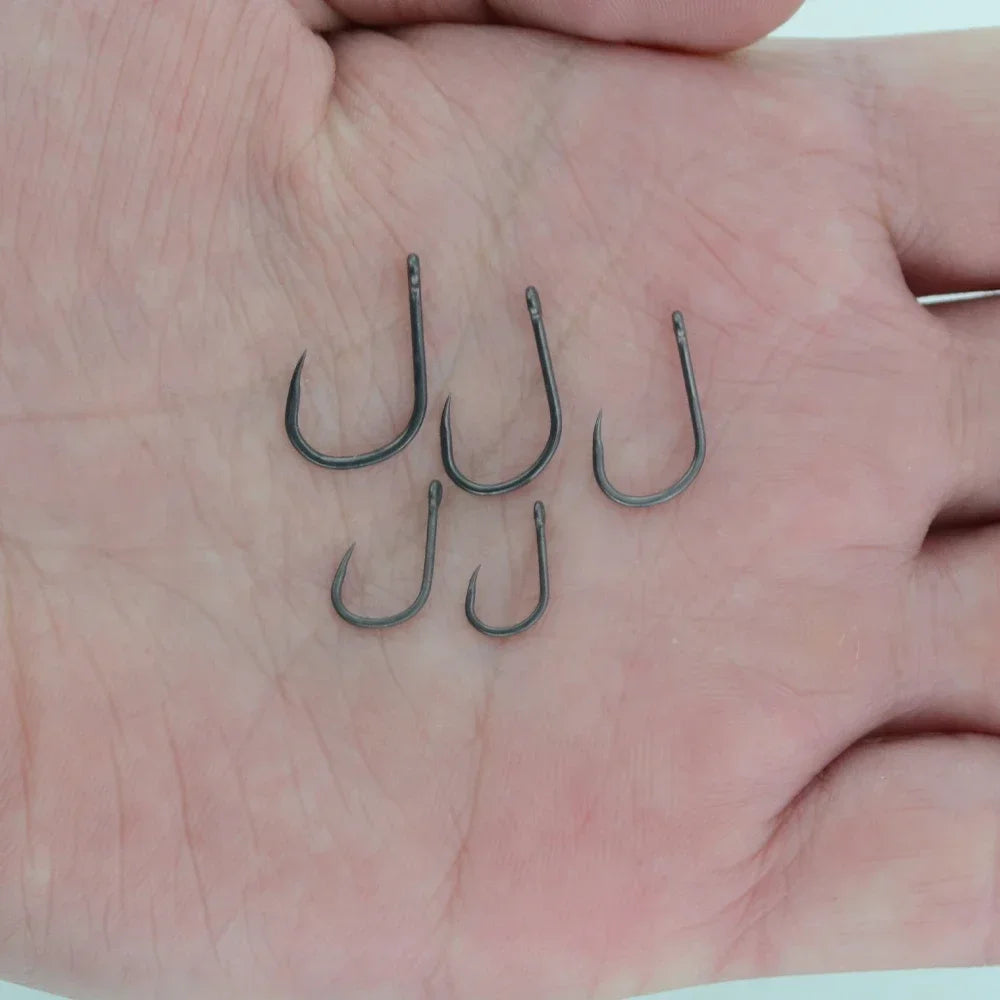 Hirisi 100pcs Barbless Fishing Hooks PTFE Coated High Carbon Steel Hook 8002 Freshwater Fishing Supplies