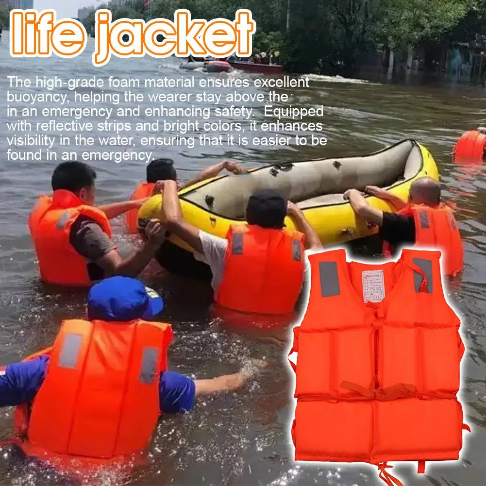Life Jacket Orange Useful Adult Childen Foam Flotation Swimming Life Jacket Vest Boats Fishing Vest Swimming Drifting Vest