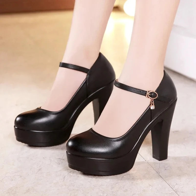 2025 Girls' Shoes New Women High Heels Ladies Work Shoes Wedding Party Shoes Platform Pumps Women Genuine Leather