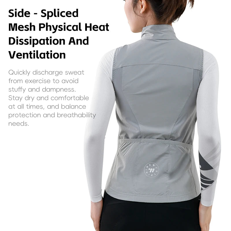WEST BIKING Women's Cycling Vest Windproof Summer Sports Waistcoat Outdoor Running Fitness Sun Protection Sleeveless Clothing