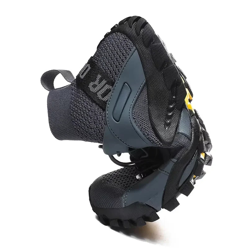 Men's Wading Sneakers High-Top Lightweight Slip Resistant Hiking Shoes Outdoor Breathable Mesh Ankle Boots Male Fishing Footwear