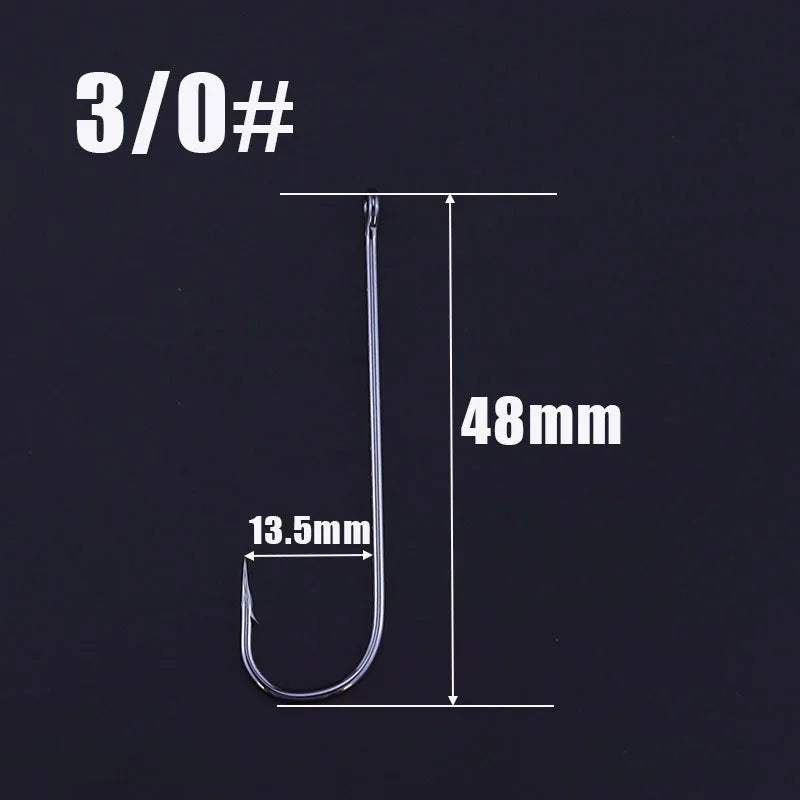 50pcs/lot Fishhooks High Carbon Steel Long And Straight Shank Barbed Fishing Hooks For Fresh And Saltwater Fishing