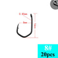 Stainless Steel Carp Fishing Hooks, Barbed Pinpoint Claw Hooks, PTFE Coating, High Carbon, Eyed Fish Hooks, 20Pcs