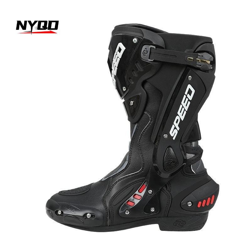 Men's High-Top Motorcycle Riding Boots All-Season Non-Slip Anti-Fall Motorbike Shoes Professional Road Racing Touring Equipment