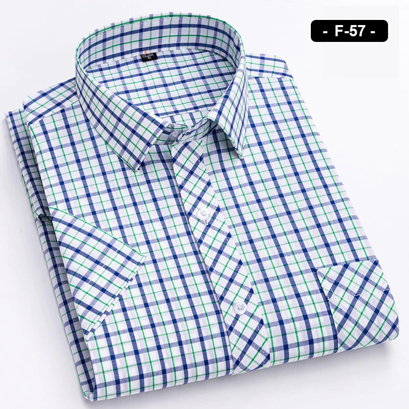 Plaid Short Sleeve Shirts For Man Cotton Checked Colorful New Fashion Summer Young Boy Beach Clothing Confortable Casual Shirts