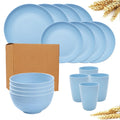16 pieces of pp tableware set, including (9.1-inch) plates, (7.8-inch) plates, dinner bowls and beverage cups.