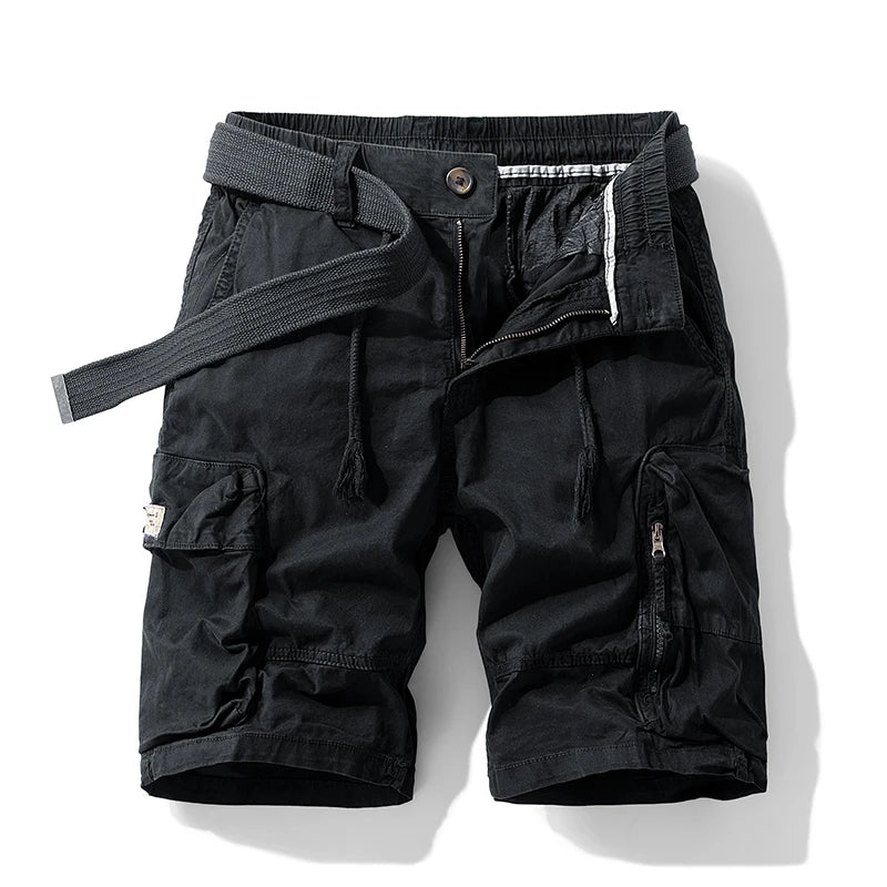 Summer Men Cotton Cargo Shorts Man Beach Jogger Outdoor Multi Pocket Short Pants Male Loose Bermuda Solid Vintage Classic Shorts