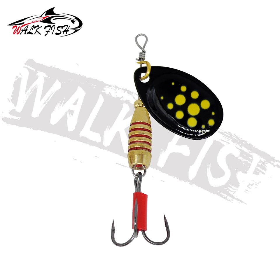 WALK FISH Spinner Lures 5.9cm 5g Rotating Spinners Spoon Hard Bait Pike Metal With Treble Hooks Fishing Lure Pesca Tackle