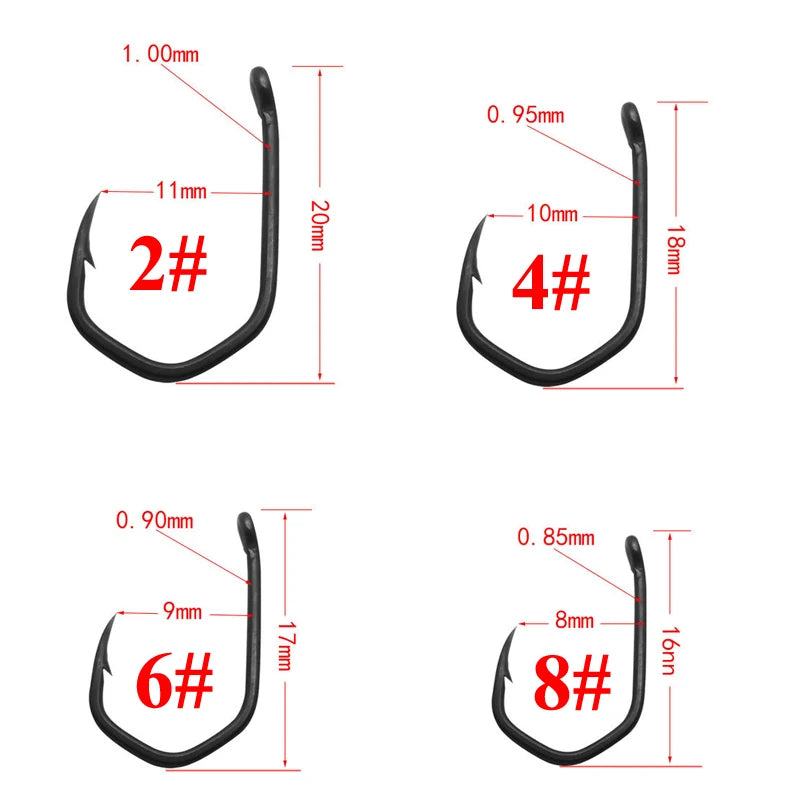 Stainless Steel Carp Fishing Hooks, Barbed Pinpoint Claw Hooks, PTFE Coating, High Carbon, Eyed Fish Hooks, 20Pcs