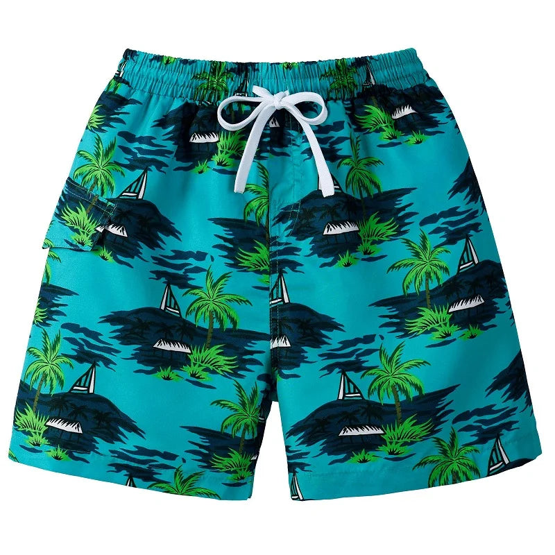 Hawaii Kids Swim Shorts Cute Swimsuit Swimming Trunks Quick Dry Summer Swimwear Boys Beach Shorts Surf Board Male Clothing Pant