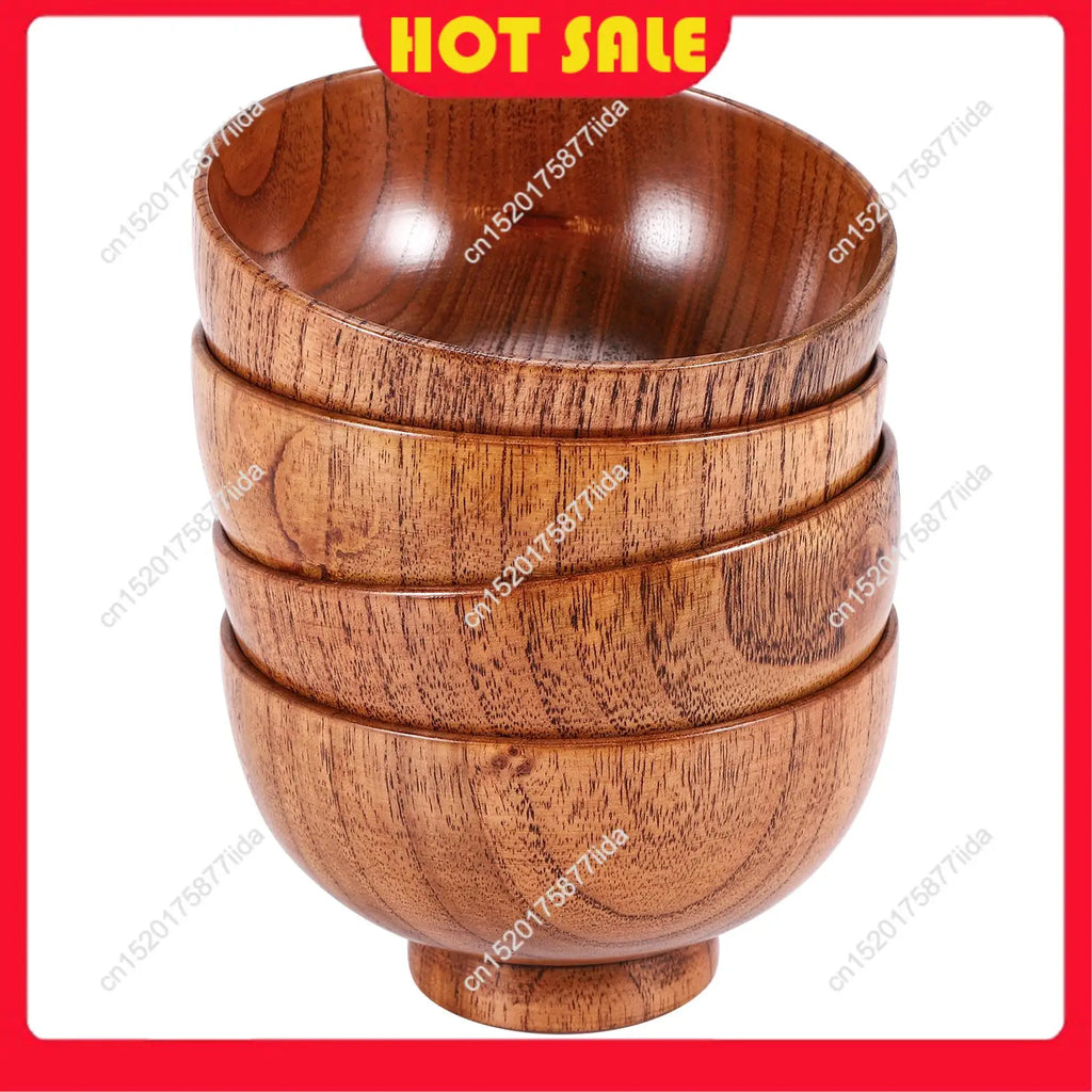 Hot Deal-Jujube Japanese-Style Wooden Bowl Wooden Rice Bowl Noodle Bowl Solid Wood Bowl, Diameter 4.5 Inches By 2-5 / 8 Inches,