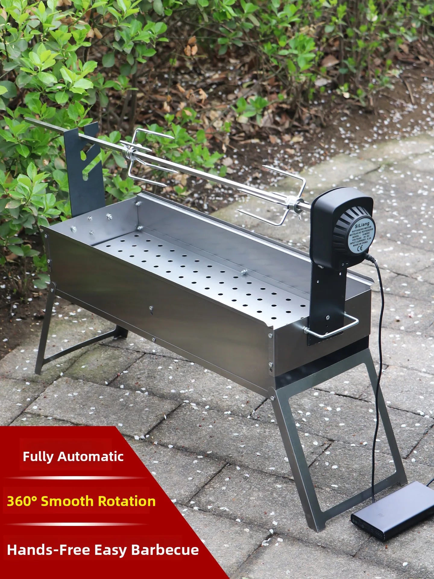 Thickened Outdoor Charcoal BBQ Grill Rotating Chicken Roaster Portable Camping Travel Camping Garden Family Use Barbecue Pit
