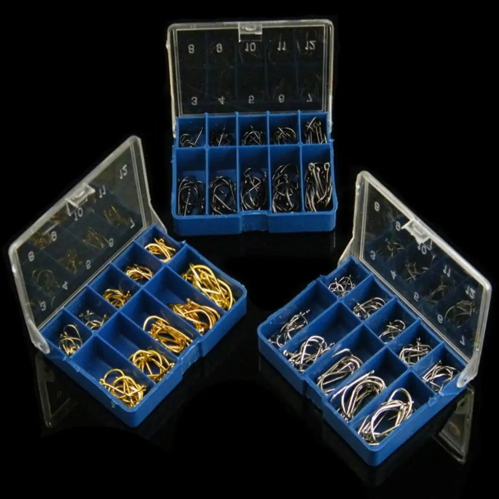 100PCS #3-#12 Fishhook Barbed Hooks Silver Black Gold High Carbon Steel Freshwater Fishing Hooks Sharp Jigging Carp Fishhooks