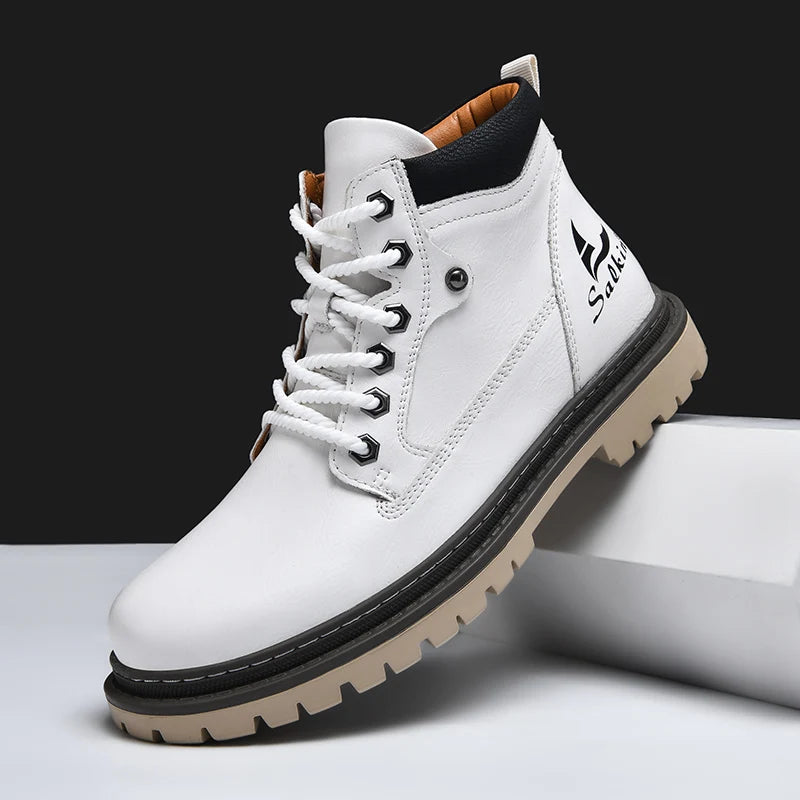 New Handmade Men Boots Ankle Winter Leather Shoes Autumn Outdoor Hiking Boots Sneakers Hombres Botas High Top Footwear Anti Slip