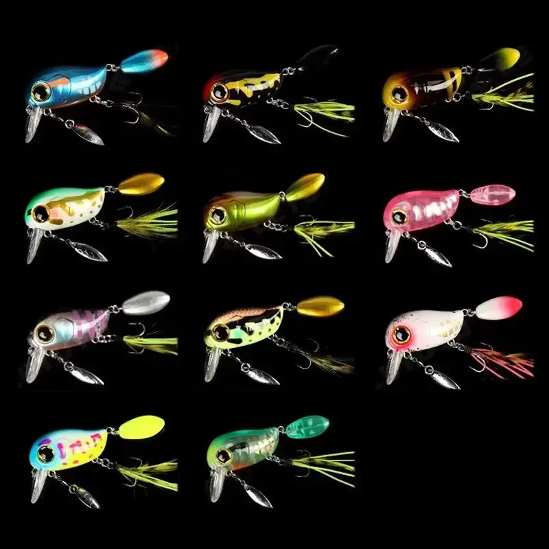 Topwater Crankbaits 8g Fishing Lures with Spinner Wobblers Rotating Glitter Artificial Hard Baits Freshwater Bass Lures Tackle