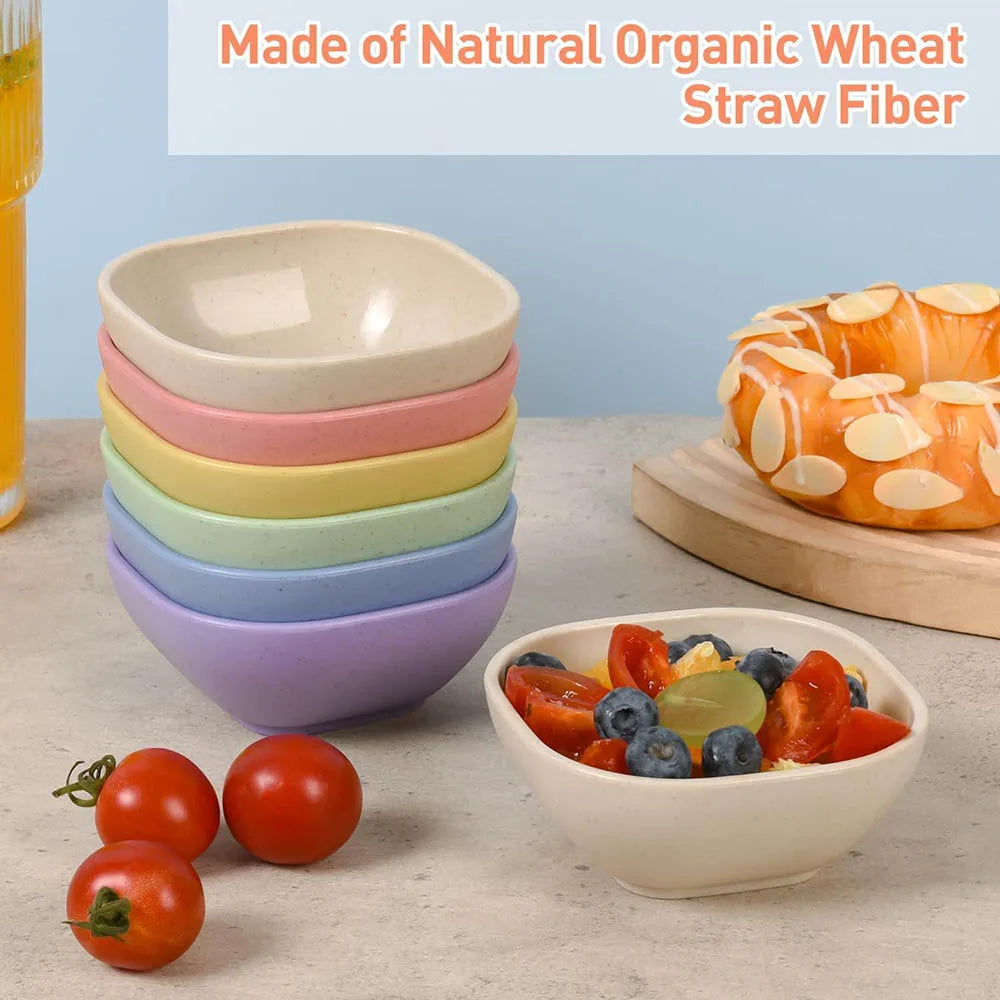 Small Bowls,4.5 OZ Assorted Colors Dipping Sauce Cups,Ice Cream Bowls,Wheat Straw, Plastic Prep for Side Dishes,Dessert,Snacks