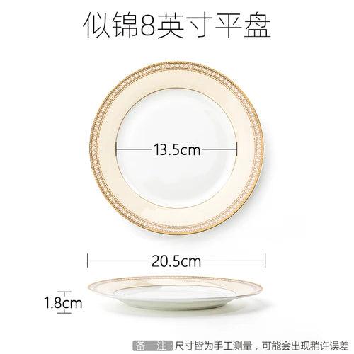Delicate Bone China Bowl Saucer Luxury Gold-plated Dinner Plate Coffee Cup Hotel Restaurant Dinnerware Dinner Cooking Fish Plate