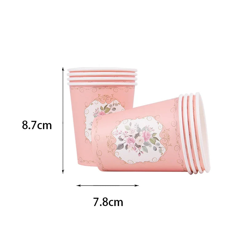 Vintage Floral Party Supplies Tableware Flower Paper Plate Cup Napkin Bridal Shower Wedding Birthday Decoration Garden Tea Party