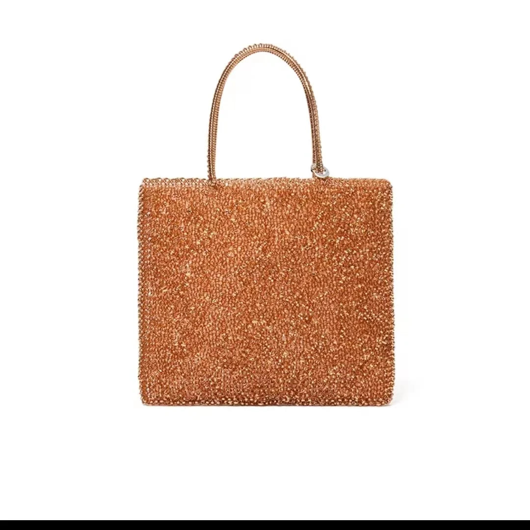 Women's handbag 2022 summer pure manual PVC woven shiny women's bag, Single Shoulder Messenger Bag