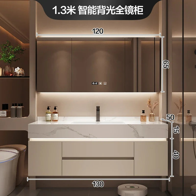 Partitions Storage Bathroom Cabinet Organizer Mirror Wall Shelves Accessories Toilet Cupboard Luxury Gabinete Home Furniture