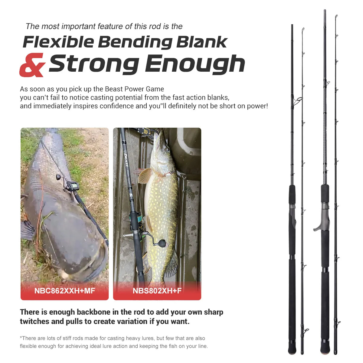 Noeby Pike Fishing Rod 1.98m 2.13m 2.44m 2.59m Fuji Toray Carbon Casting Spinning Big Baits Power Catfish Pike Fishing Rods
