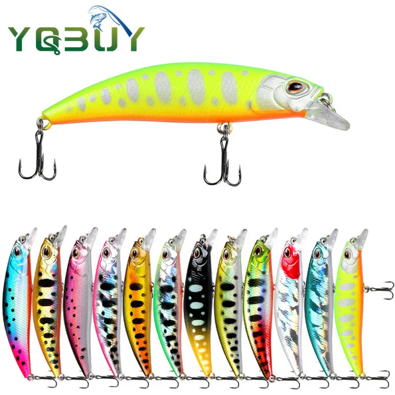 12PCS Minnow Lure Set 6.5cm/6.5g Long-Distance Submersible Lures for Sea And Freshwater Fishing Ideal for Mandarin Fish Catching