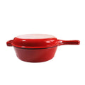 26cm Cast Iron Enamel Saucepan Multi-fucntion Frying Pan Roasted Griddle Bread Baking Pot