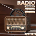 Retro Wireless Radio Portable AM/FM/SW with USB Rechargeable Battery With antenna, AUX and TF card playback, suitable for home