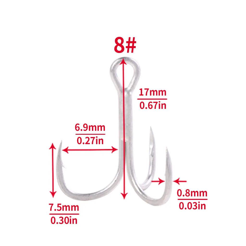 20pcs 4# 6# 8# 10#2# Fishing Hook High Carbon Steel Treble Hooks Bent Triple Fishhooks Set Anchor Hooks For Sea Fishing