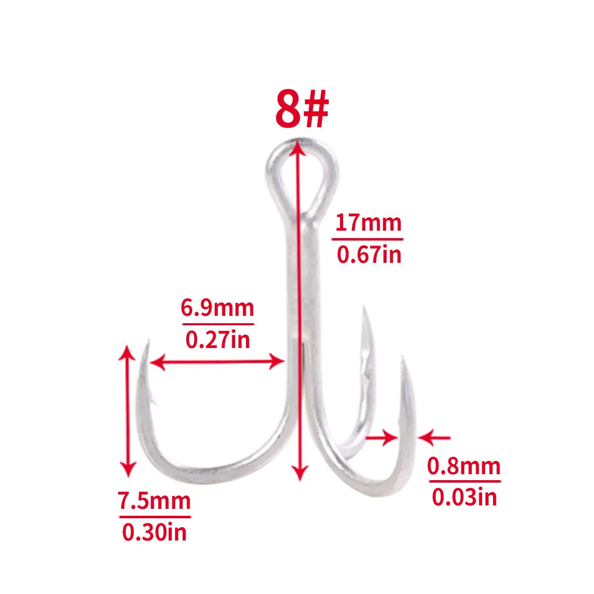 20pcs 4# 6# 8# 10#2# Fishing Hook High Carbon Steel Treble Hooks Bent Triple Fishhooks Set Anchor Hooks For Sea Fishing