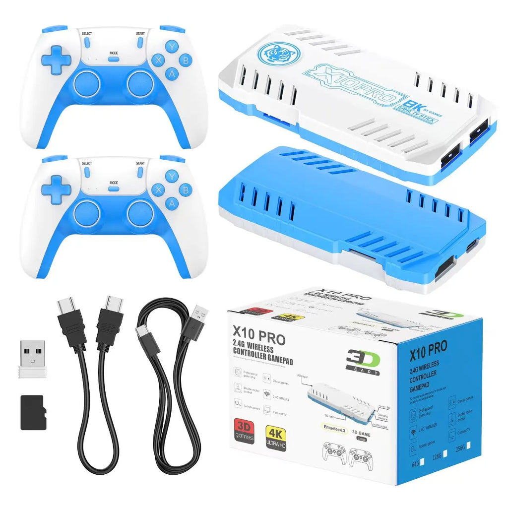 New TV Game Console 128G Built In 50000 Retro Games 50 Emulators Videojuegos Consola Dual Wireless Gamepad X10 Pro Game Stick 4K