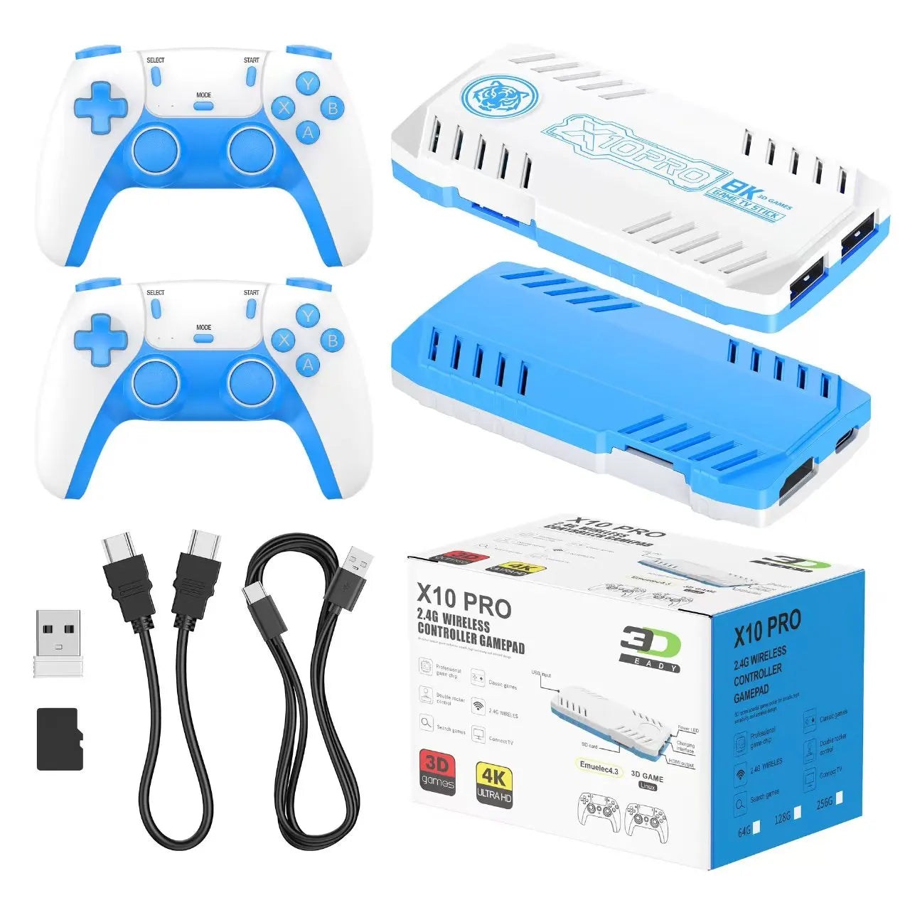 New TV Game Console 128G Built In 50000 Retro Games 50 Emulators Videojuegos Consola Dual Wireless Gamepad X10 Pro Game Stick 4K