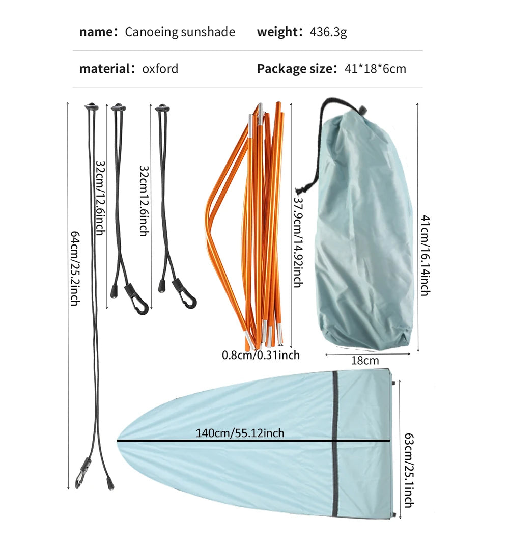 Kayak Canopy,Waterproof Sun Shade Canopy for Single Person,Kayak Sunshade Awning Top Cover, Universal Canoe Shade