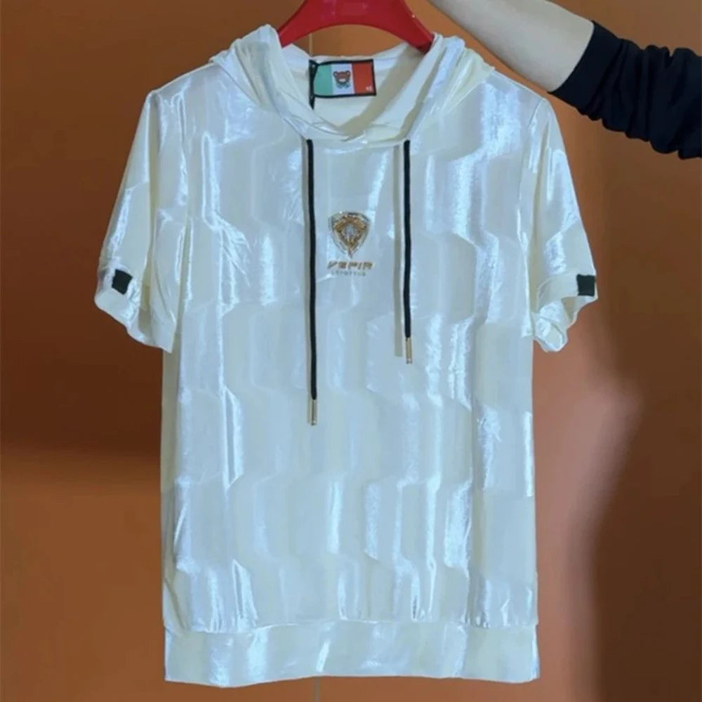 Mens T Shirt Soft Smooth Hooded T Shirt Summer Streetwear Fashion Breath Versatile Trendy Short Sleeved Top Men'S Clothing 2026