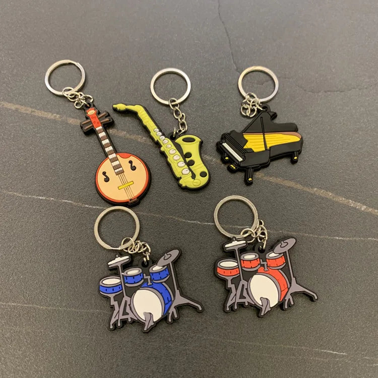 New Musical Instrument Silicone Guitar Pvc Soft Keychain Cartoon Small Gift Pendant K5156