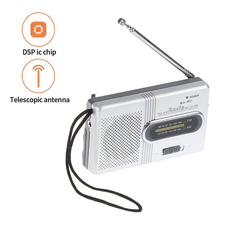 2026 Multifunction Mini Stereo Radio - Portable AM/FM Tuner & Music Player, Features Telescoping Antenna and Built-in Speaker