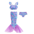 Girls Mermaid Swimsuits Summer Holiday Beach Wear Children 3 Pcs Fishtail Print Swimwear Kids Princess Quick Drying Sets 2-8 Yrs