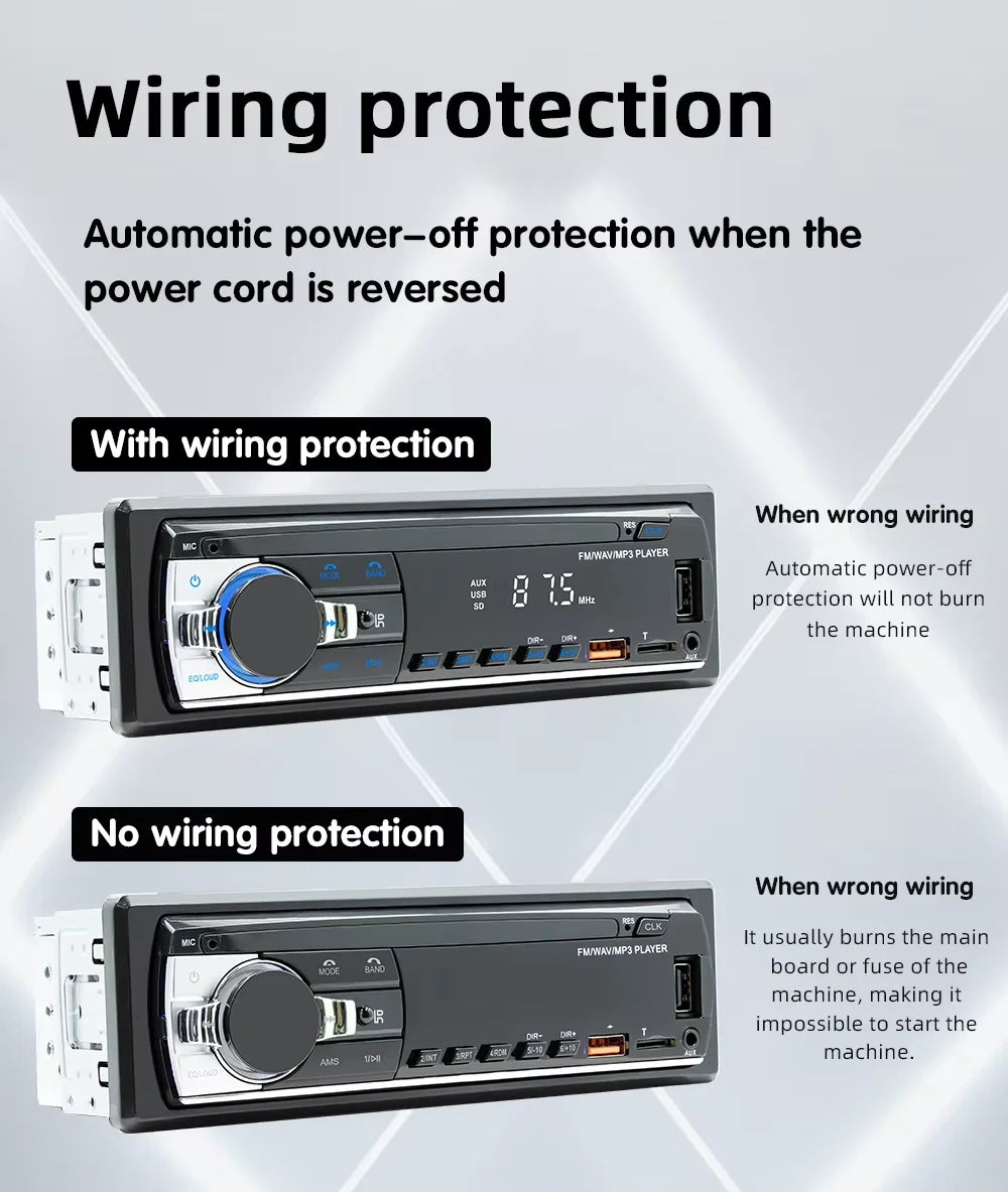 BQCC Car Radio Stereo Player Digital Bluetooth MP3 Player JSD-530 520 60Wx4 FM Audio Stereo Music USB/SD with Built-in AUX Input